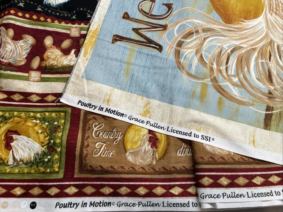 Poultry In Motion Grace Pullen Cotton Quilting Fabric 3 Yards + Panel - Image 2 of 4