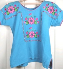 Blusa Floral Mexicana Bordada Boho Campesina Top Talla M Estilo Oaxaca Tradicional