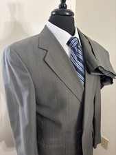 Austin Reed Suit Mens 41R 34x28 Gray Pinstripe Wool 2 Piece Jacket Pants USA VTG