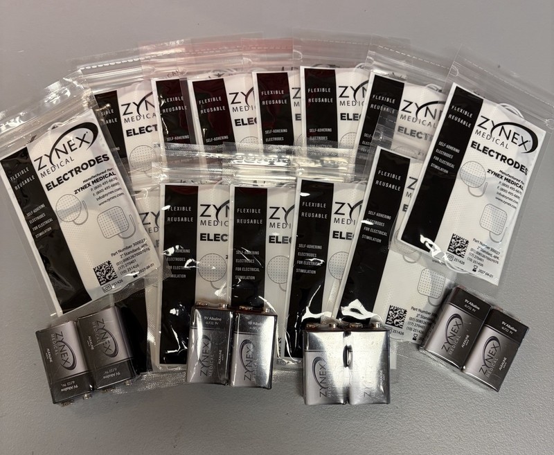 Zynex Medical 2" Standard 4PK Electrodes (12) 4 pad packs with 8 - 9v batteries