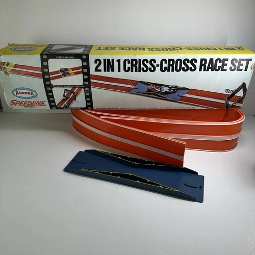 Vintage Aurora Speedline track 1968 ORANGE Double 2 Lane Track Criss-Cross Set