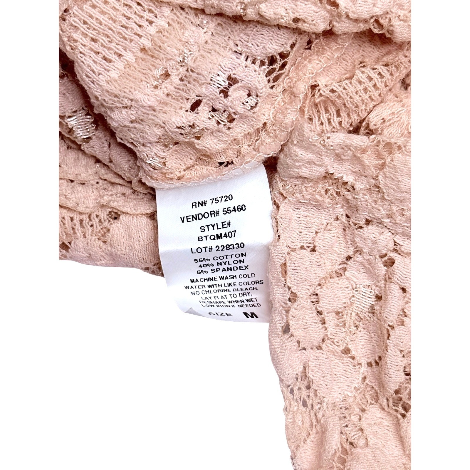BKE Boutique Pink Lace Top Semi Sheer Women's Med Shirt The Buckle Salmon Pink image 6