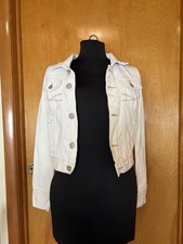 Aeropostale Denim Jacket White Women s Small Cropped Cotton Trucker Classic