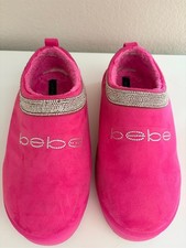 bebe women's pink Slip-On Shoes with Crystal Trim and logo