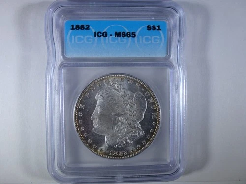 1882 Morgan Silver Dollar graded MS-65 by ICG