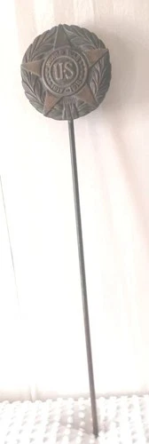 Vintage US Military Brass WW1 Grave Marker 1917/1918 With Ground Stake Included