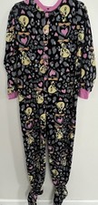 Looney Tunes Tweety Bird Womens Footie One Piece Pajamas Button Up Size M