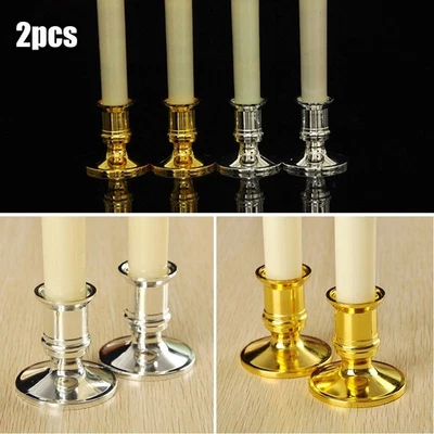 2pcs Bougeoirs Bougie Base Chandelier Plastique Plaqué Argent Standard - Photo 1/4