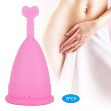 Rosa S 2 Piezas Silicona Copa Menstrual Mujer Mujer Mujer Higiene Femenina Copa WT