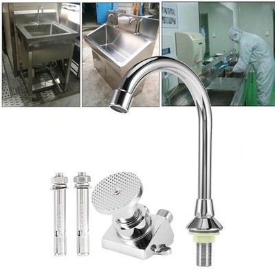 G1/2in Thread Copper Floor Mounted Foot Pedal Basin Faucet Sink Tap Set For SET