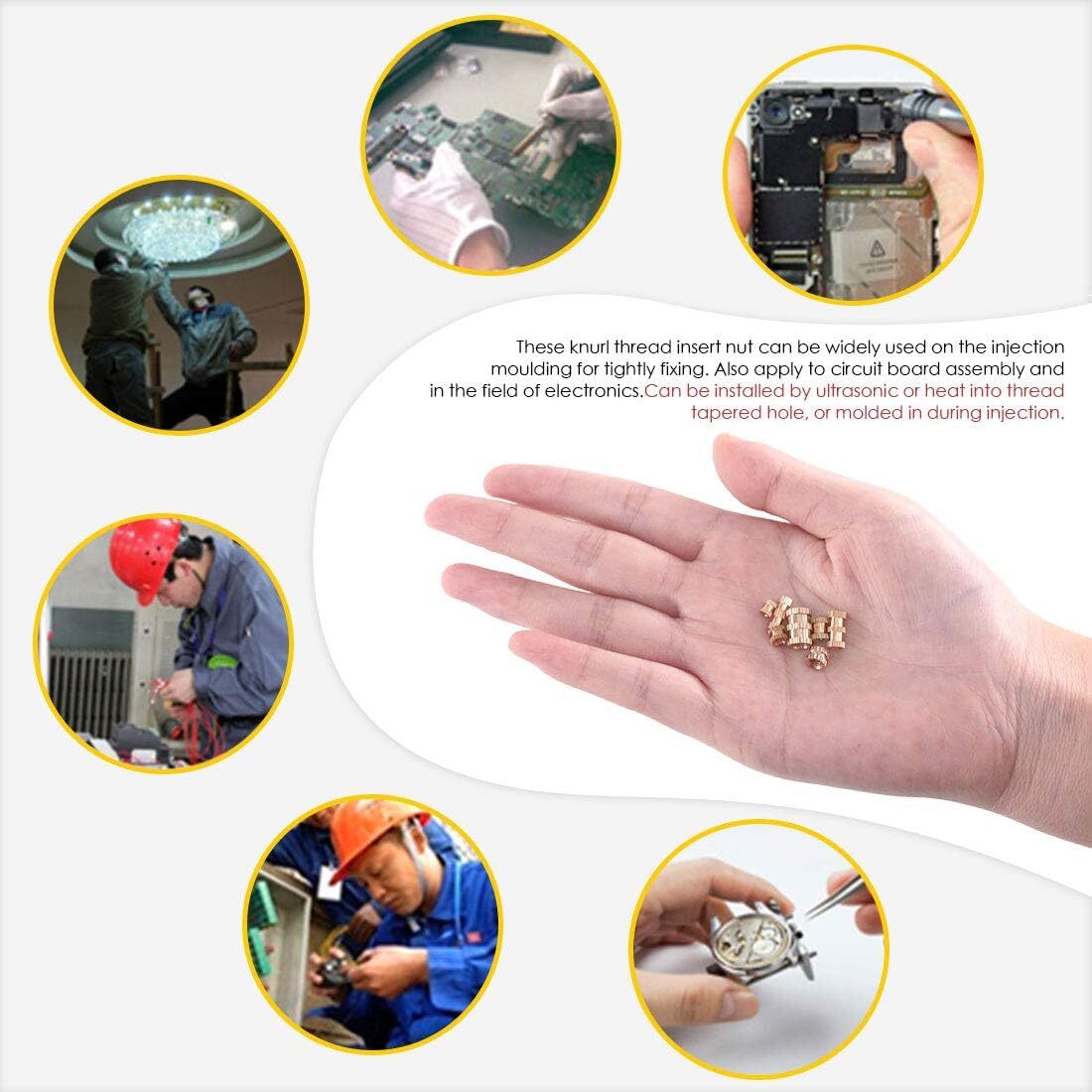 460 Pcs M2 M3 M4 M5 Female Thread Brass Knurled Threaded Insert Embedment 