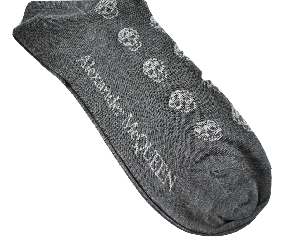 【送料&関税込】Alexander McQueen Short Skull Sock 🆕️ Auth ALEXANDER MCQUEEN Gray SKULL Logo 100% COTTON