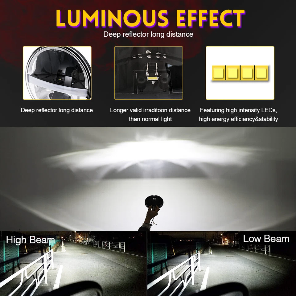 For Caterham Seven Pair 5 3/4" 5.75" Inch Black LED Headlights High Low Beam DRL - Bild 4 von 4