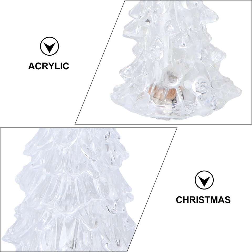 3 Pcs Prelit Tree Acrylic Christmas Tree Figurine Christmas Pencil Tree