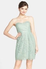 Jenny Yoo Hudson 12 Dress Formal Wedding Metallic Gold Lace Mint Green Short 