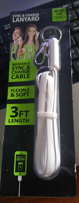 Gadget Gear Phone wearable Sync & Charge Lanyard with Clip 3 ft cord