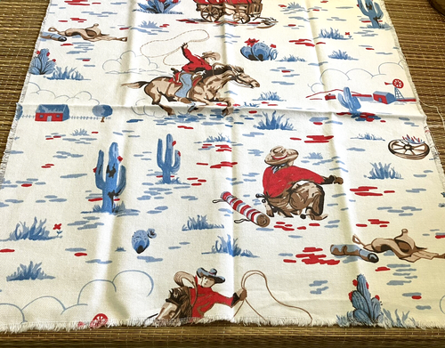 CATH KIDSTON Cowboy Wild West Western Baumwolle Ente STOFF weiß, rot, blau, braun - Bild 2 von 7