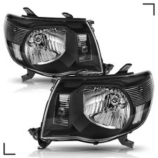 For 2005-2011 Toyota Tacoma Pickup Black Headlight Assembly Headlamps 05-11 Pair