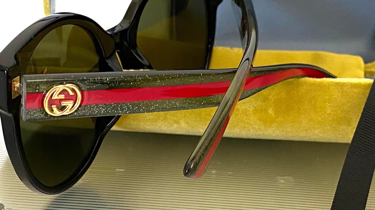 GUCCI サングラス GG0035SA Gucci GG0035SA-002 Sunglasses BlackGreen Shiny Frames Green Lens