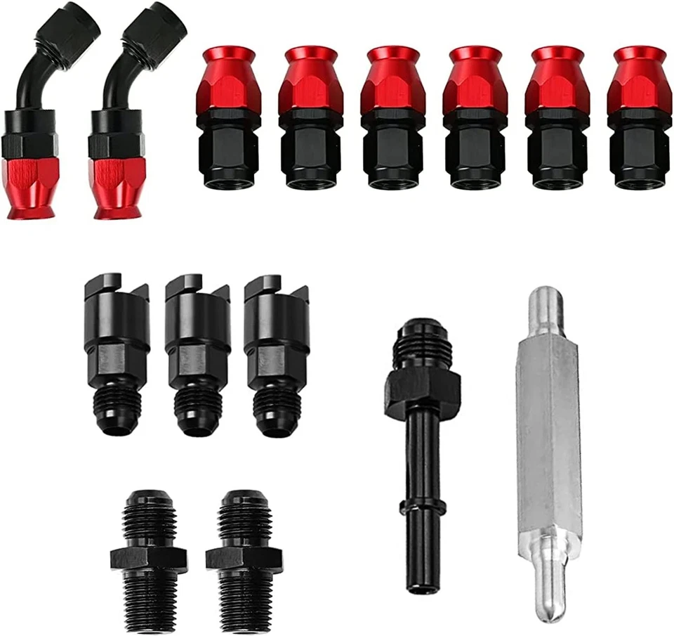 Kit de montaje de línea de combustible 6AN PTFE LS intercambiable EFI con manguera de 25 pies y 15 accesorios E85 AN6 Foto 4 de 4