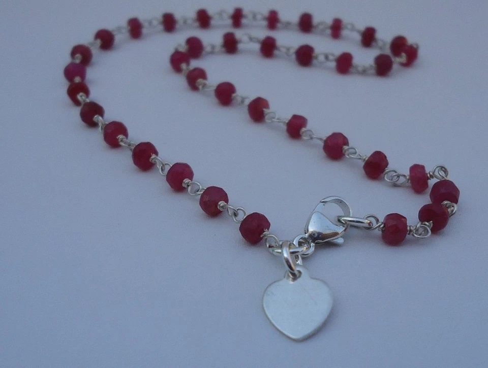 925 STERLING SILVER CUSTOM MADE LADIES ANKLET W/ 8 CTS GENUINE RUBY - Image 2 of 4