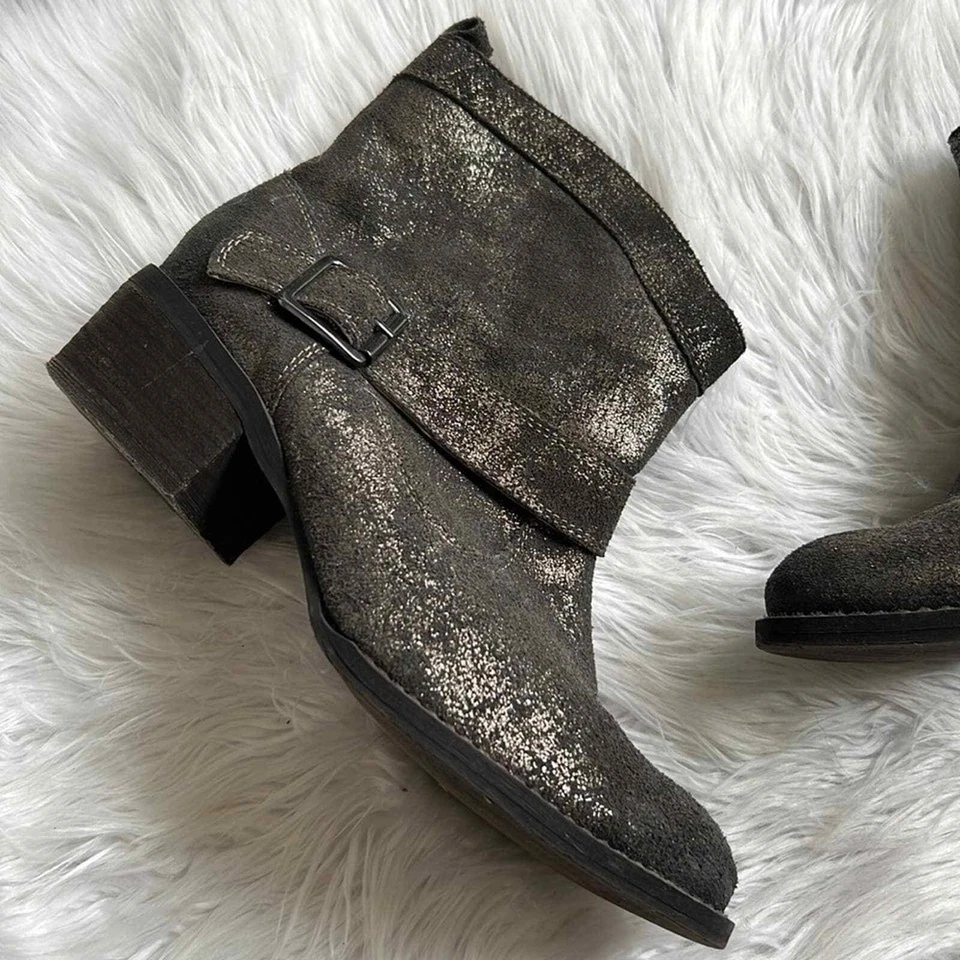 Botines Naughty Monkey gamuza cuero metalizado talla 9 hebilla acento Foto 2 de 4