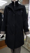 Gallery Hooded 35″ Trench Rain Coat – Black And Gunmetal