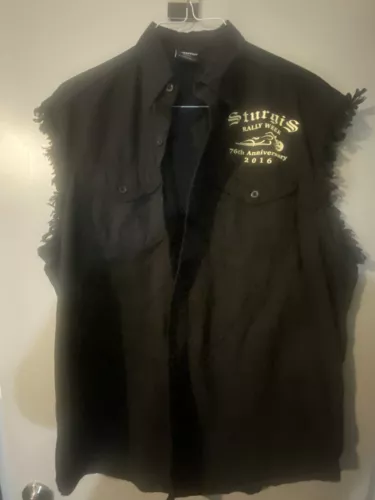 2016 Sturgis Motorcycle Rally Denim Vest Hell Bent  Glory Bound Biker XL