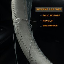 15 Grey Genuine Leather Diy Car Steering Wheel Cover Breathable Anti-slip 15 Grey Genuine Leather Diy Car Steering Wheel Cover Breathable Anti-slip