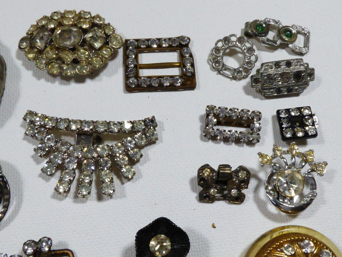 lot of 23 VTG Victorian Metal Belt Buckle Shoe clip parts Rhinestones Crystals Vintage Shoe Shoe Buckles for sale - eBay main image 2