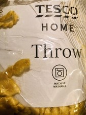 1NIP Lovely Ochre Yellow 125cmx150cm Tesco Home Bedroom/Sofa Tassels Throw y