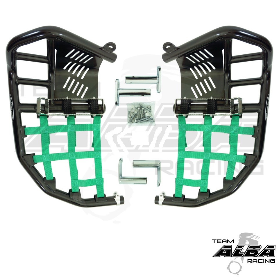 LTZ 400 KFX400 DVX 400 Nerf Bars Pro Peg Heel Guard Alba BLK GRN