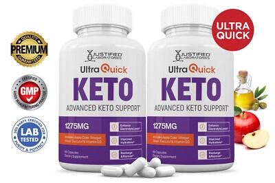 Ultra Quick Keto ACV Pills 1275 MG Stronger Than Gummies Keto Support 2 Bottle