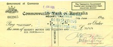 Australia Tasmania 1955 Bank cheque  Revenue stamp numeral Duty Bank 5d Hobart