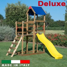 Scivolo per bambini Torre Luna Doppia Deluxe Giochi da giardino per esterno