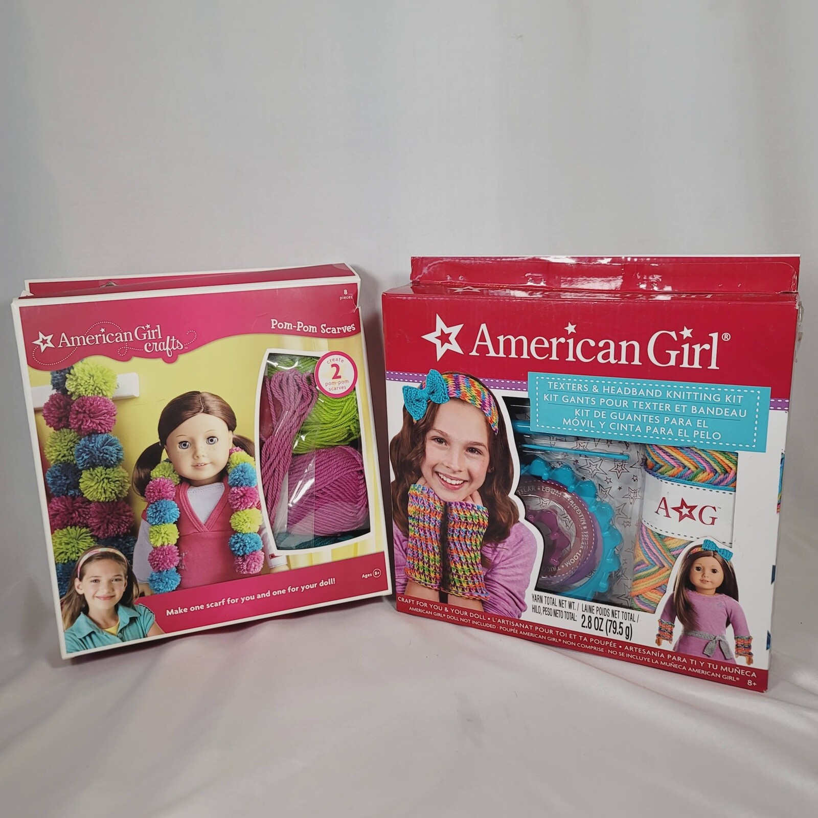 American Girl Doll Knitting Set with Pom-Pom Scarves and Headband Crafts