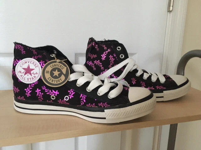 NEW CONVERSE HIGH TOPS 2008 CENTURY PROJECT BLACK PURPLE FOIL 106787 MEN 8 W 10