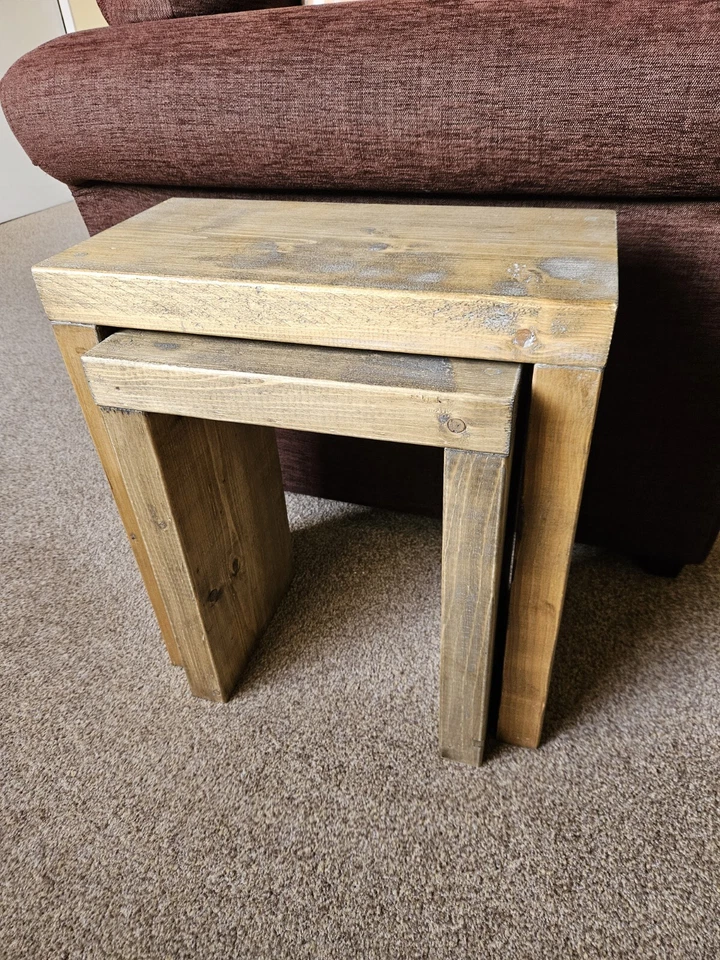 Pair Of Rustic pine side tables  - Image 4 of 4