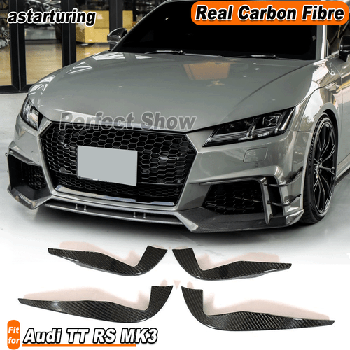 Fit For Audi TT RS MK3 2016-18 REAL Carbon Front Bumper Splitters Fins Lip 4PCS  - Picture 1 of 11