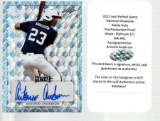 2022 Leaf Perfect Game Pre-Prod Platinum Wave Auto MA-AA1 Antonio Anderson 1/1