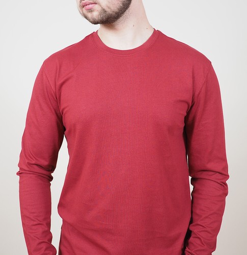 Mens Long Sleeve Cotton T-Shirt Regular Fit Crew Neck or Henley Top Lounge Work - Picture 11 of 72