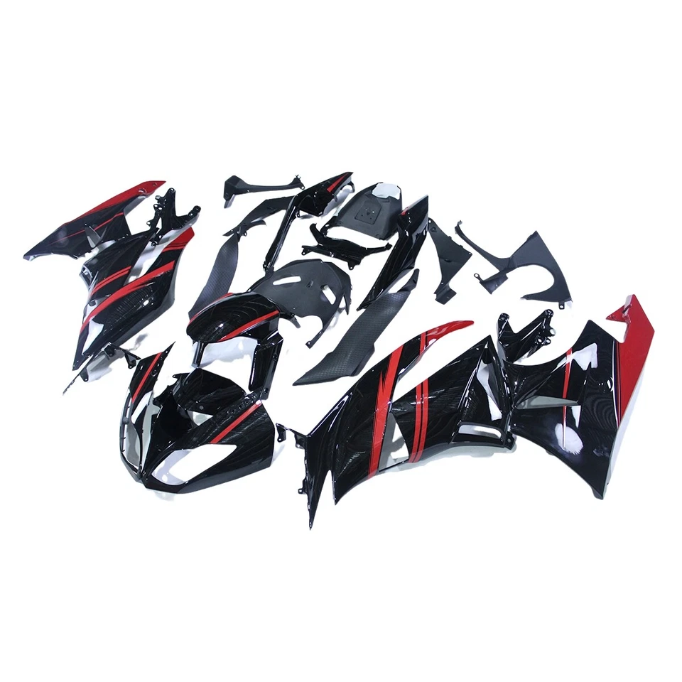 Kit de carenados rojo negro para Kawasaki Ninja ZX6R 2009 2010 2011 2012 kit de carrocería ABS Foto 3 de 4