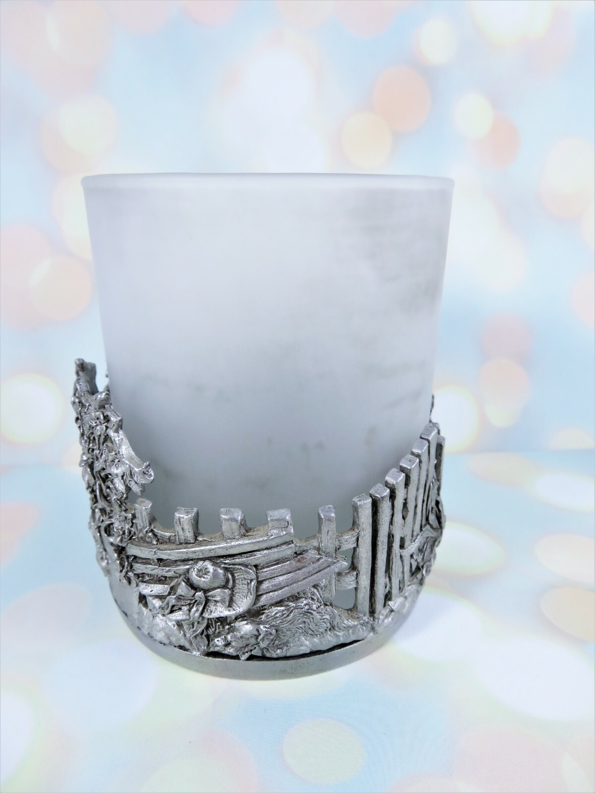 Scents & Accents Pewter Candle Holder Sunflower Garden 1998 Frosted