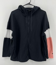 Nike Dri Fit Full Zip Hoodie Hooded Jacket Womens Size Medium Black Pink White