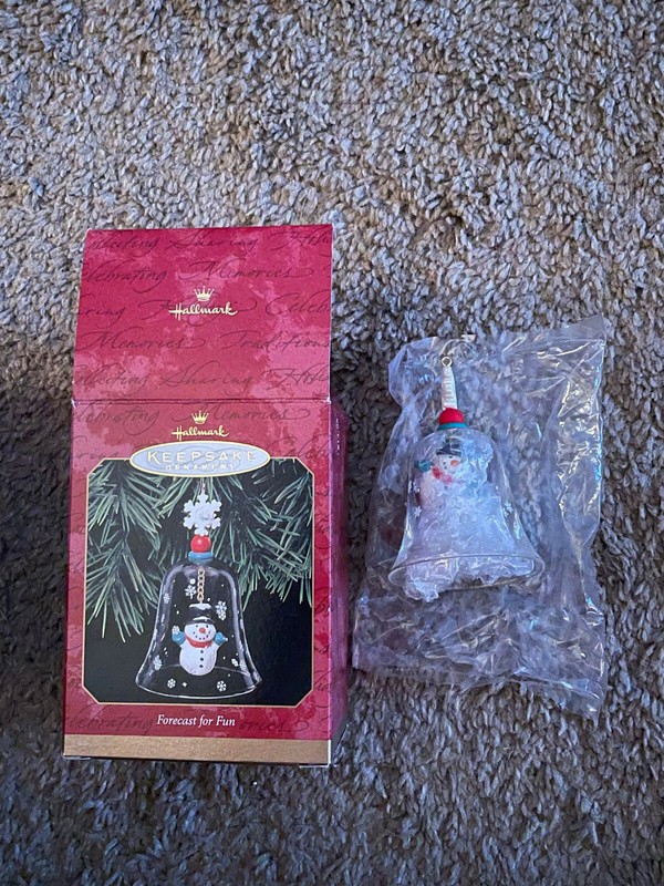 Hallmark Ornament Bell Forecast For Fun Keepsake Snowman Snowflake Top 1999