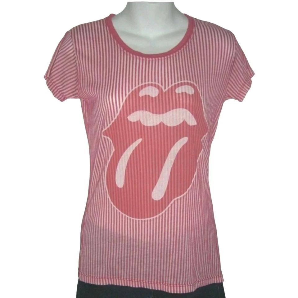 Camiseta de comida chatarra y2k Rolling Stones roja terciopelo aplastado grunge punk alt egirl Foto 4 de 4