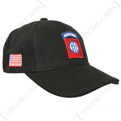 Schwarze US 82nd Airborne Baseball Cap - All American Sun Schirmmütze Armee Militär