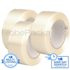 EXTRA STRONG REINFORCED CROSSWEAVE FILAMENT PACKING TAPE 25-50mm x 50M ROLLS
