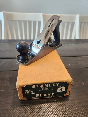 Vintage Stanley Bailey No. 4 Smooth Bottom Hand Wood Plane in Original Box USA