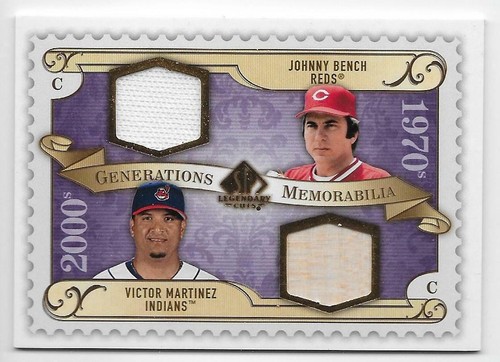 2009 SP LEGENDARY CUTS GENERATIONS DUAL JERSEY/BAT Johnny Bench/Victor Martinez